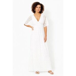 Lilly Pulitzer Bridal Bachelorette Coastal Lace Maxi Parigi Dress Size XL NWT